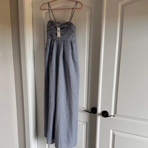 NWT Hutch Gingham Wide-leg Jumpsuit— Blue and White